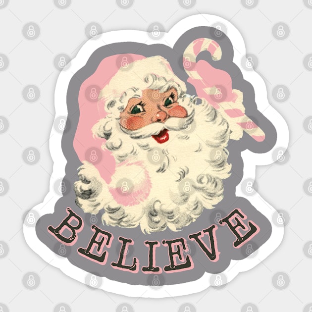 Believe in Vintage Santa Sticker by SharksOnShore